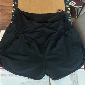 Maternity Black Athletic Shorts